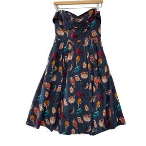 Anthropologie Maeve Colorful Strapless Bird Dress, Size 6